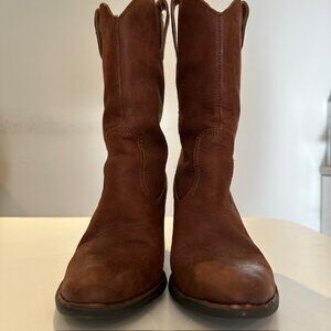 Brown Leather Size 7 Stacked Boots by Born